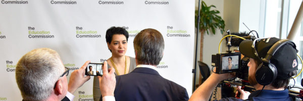 Commissioner being interviewed