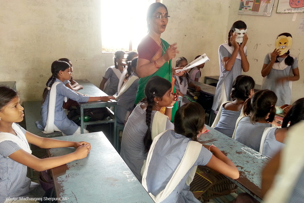 Girls in classroom in India